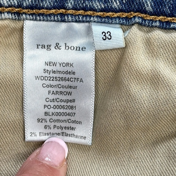 NWT Rag & Bone Nina High Rise Skinny Jeans Farrow Wash Button Fly Sz 33 - Picture 9 of 10